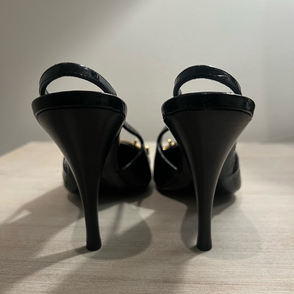 SAINT LAURENT BLADE SLINGBACK PUMPS IN CROCODILE-EMBOSSED PATENT LEATHER - Picture 3 of 14